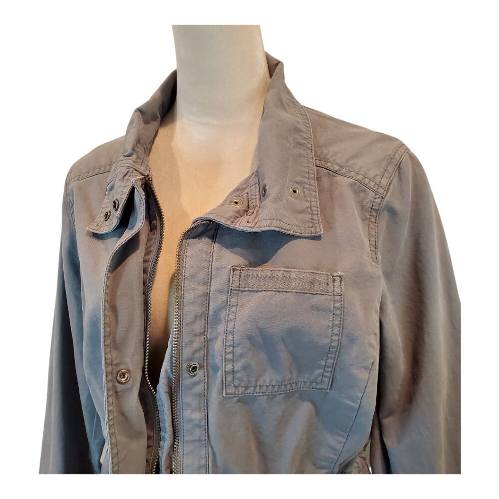 GAP SZ M Women's Zip Front Utility Safari Jacket Cargo Pockets in Gray - Picture 2 of 12